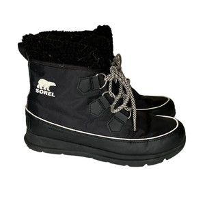 SOREL‎ Explorer Carnival Boots Black/Sea Salt Women’s Size 8.5